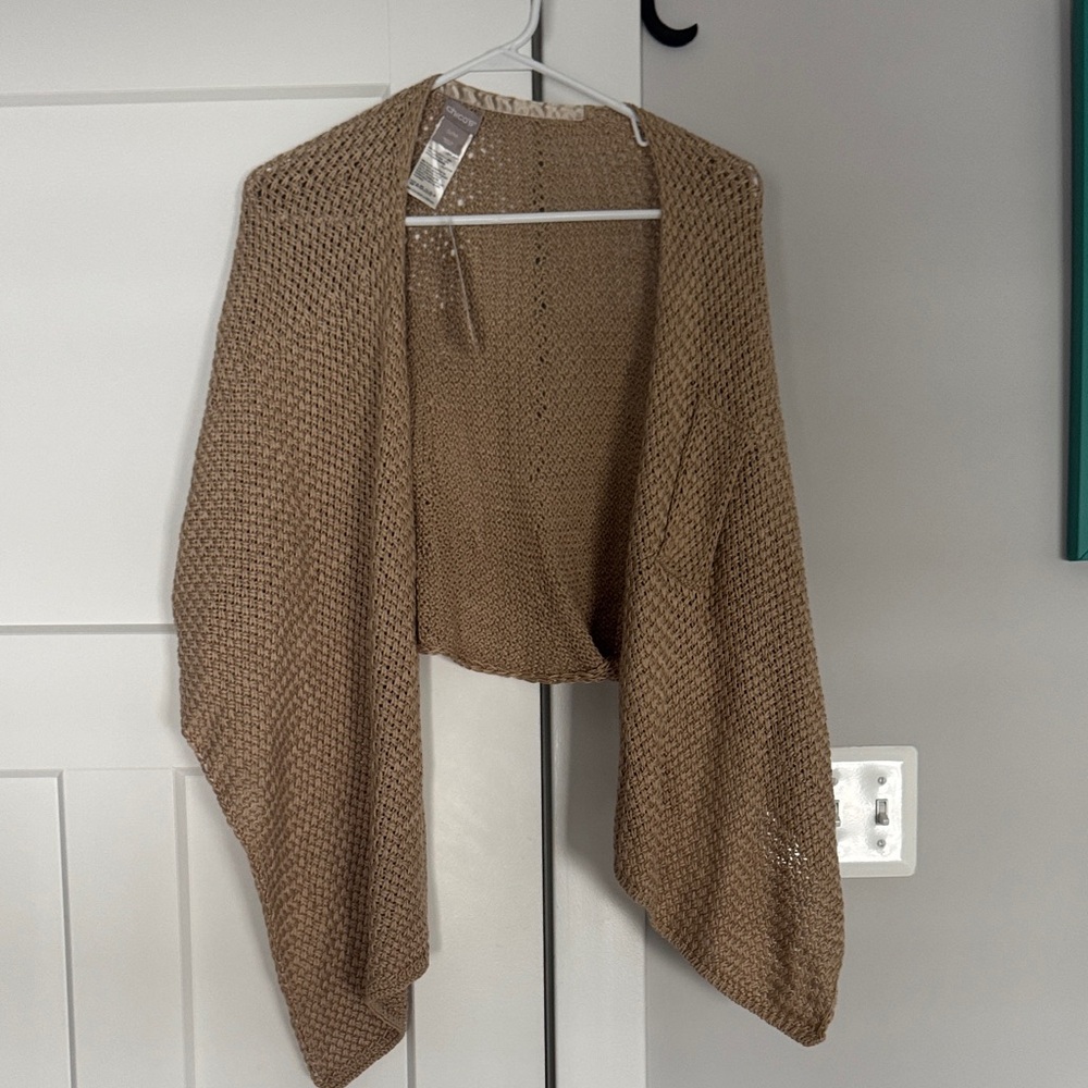 Chico's Brown Open-Front Knit Wrap